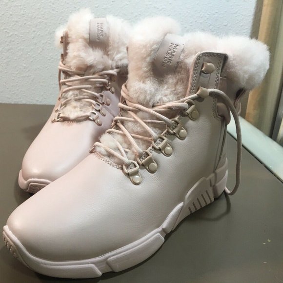 Mark Nason Shoes - MARK NASON PINK LEATHER FAUX FUR Women's 8.5 Boot Winter Bow Clean Cute